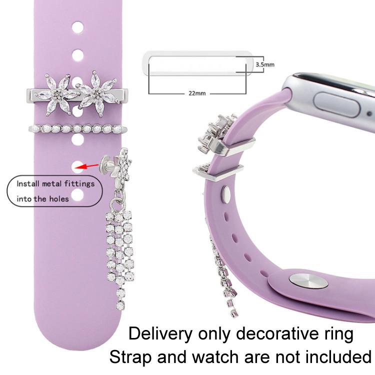 3pcs / Set 22mm Width Smart Watch Silicone Band Decorative Ring Metal Accessories, Style: 6