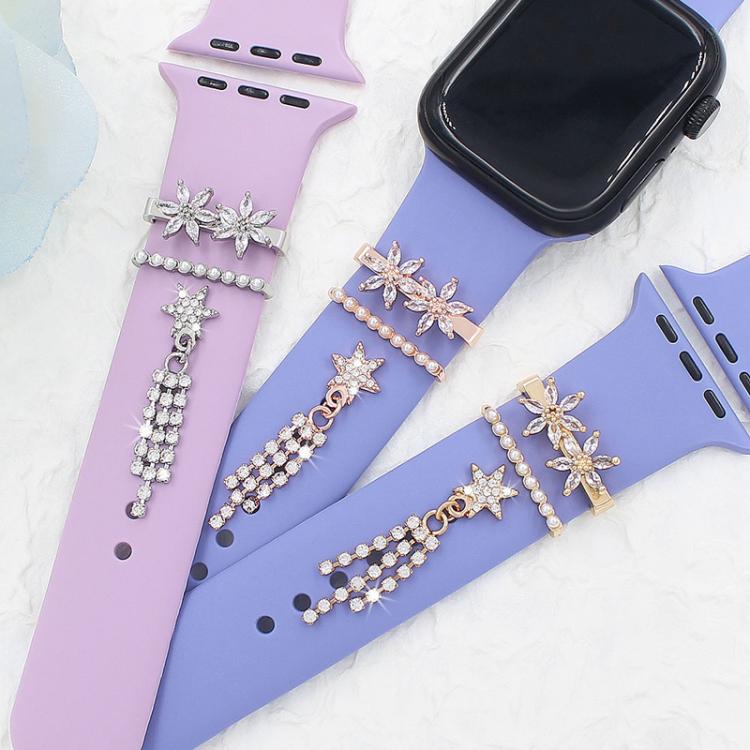 3pcs / Set 22mm Width Smart Watch Silicone Band Decorative Ring Metal Accessories, Style: 1