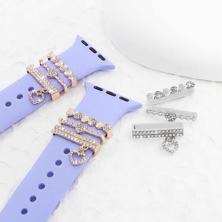 3pcs / Set 22mm Width Smart Watch Silicone Band Decorative Ring Metal Accessories, Style: 4