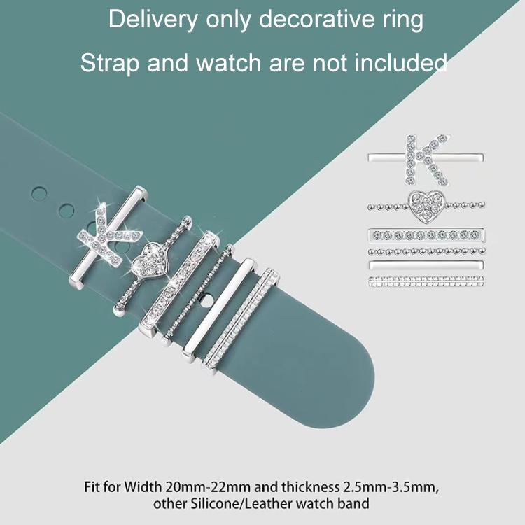 6pcs / Set Smart Watch Silicone Band Decorative Ring Metal Accessories, Size: V(Silver)