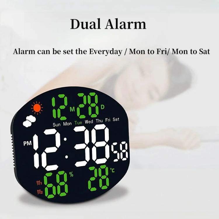 Digital Wall Clock Weather Station Forecast TEMP Humidity 2 Alarm Table Clock With Remote Control(Blue+White)