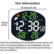 Digital Wall Clock Weather Station Forecast TEMP Humidity 2 Alarm Table Clock With Remote Control(Green+White)