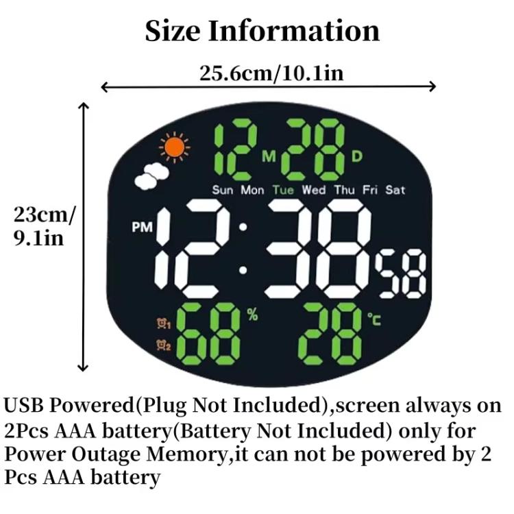 Digital Wall Clock Weather Station Forecast TEMP Humidity 2 Alarm Table Clock With Remote Control(Red+White)