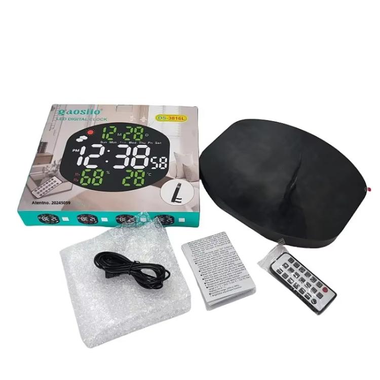 Digital Wall Clock Weather Station Forecast TEMP Humidity 2 Alarm Table Clock With Remote Control(Green+White)