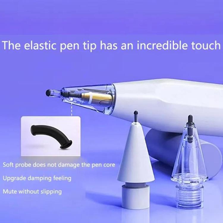 For Apple Pencil 2 / 1 Elastic Tip Soft Probe Silent Replacement Nib, Spec: HB Transparent