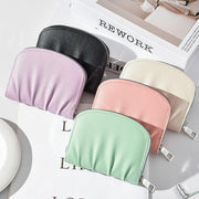 Women Wallet Pleated Sense PU Zipper Short Wallet Simple Solid Color Coin Purse(Pink)