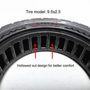 9.5 Inch Electrical Scooter Pneumatic Free Tires 9.5 x 2.50 Off-Road Skeleton Solid Tire, Color: Black