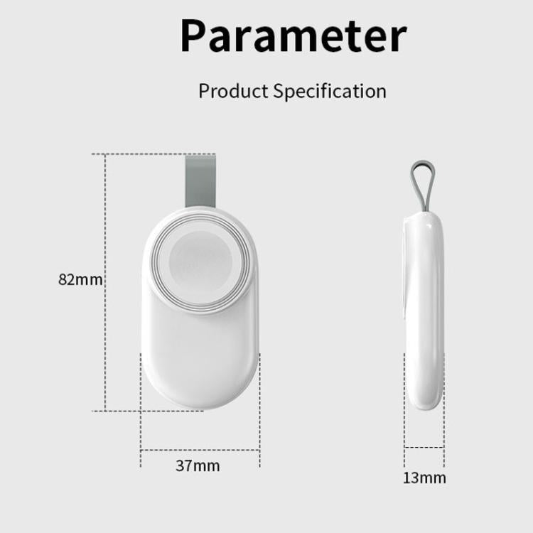 For Apple Watch 1/2/3/4/5/6/7/8/9/10/SE Portable Magnetic Wireless Charger Type-C Smart Wireless Charger(White)