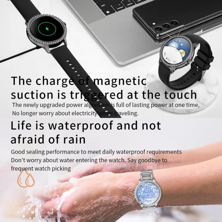 Bluetooth Calling AI Voice Assistant Life Water-resistant Sports Smartwatch, Color: Black Mesh Strap+Silicone Strap