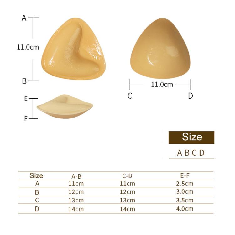 Double-Sided Silicone Thickened Inserts Gather Triangle Breast Pads, Size: L/C(Medium Skin Color With Orange Box)