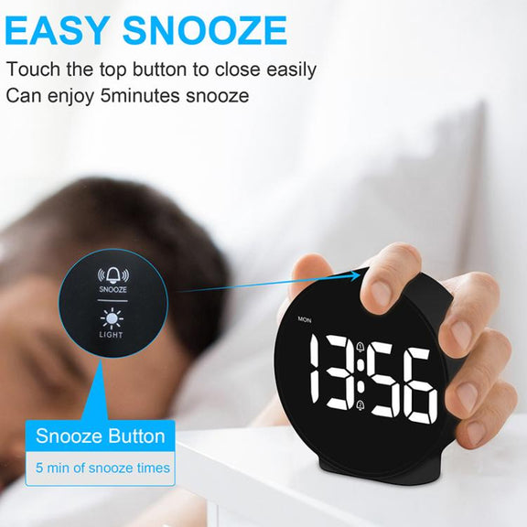EDUP EH-8816 Simple Digital Electronic Clock Night Light Battery Plug-in Dual Power Mode Alarm Clock(Black Case Colorful Letter)