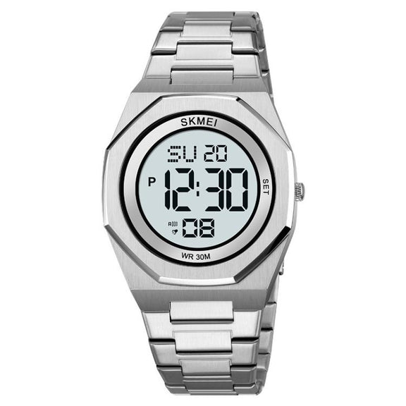 SKMEI 2479 Men Business Casual Multi-Function Chronograph Electronic Watch(Silver)