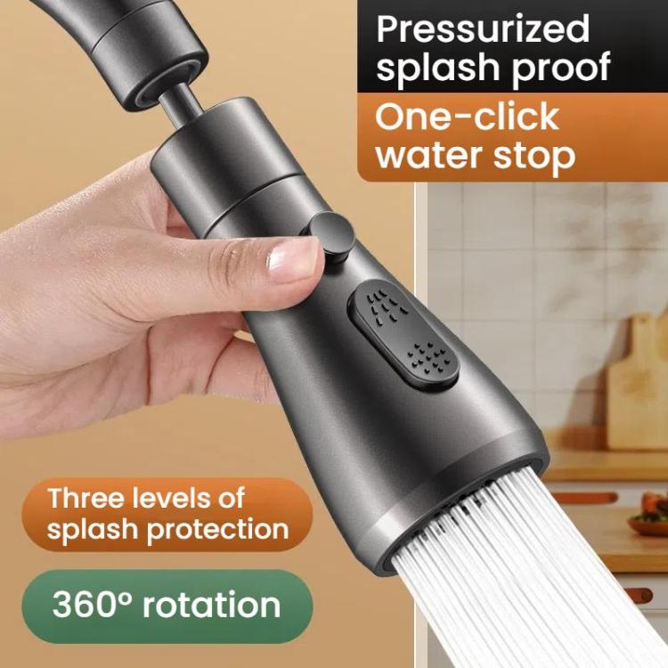 Kitchen Universal Faucet Extender Sink Connector Spout Swivel Faucet Splash Guard(Black)
