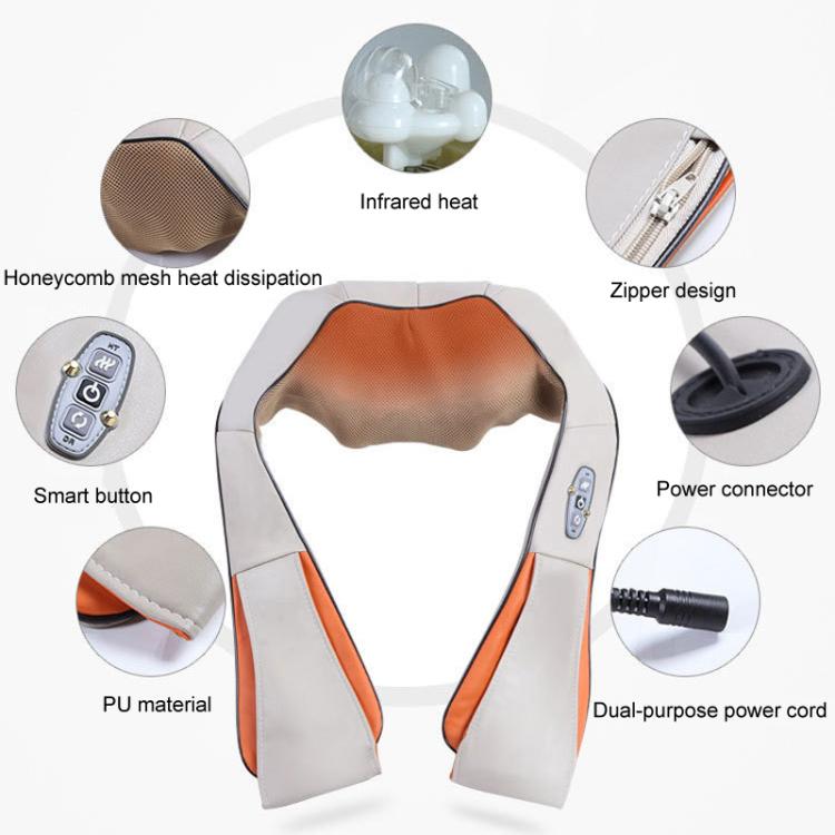 Car Household Massage Shawl Heated Shoulder And Cervical Massager UK Plug(Black)