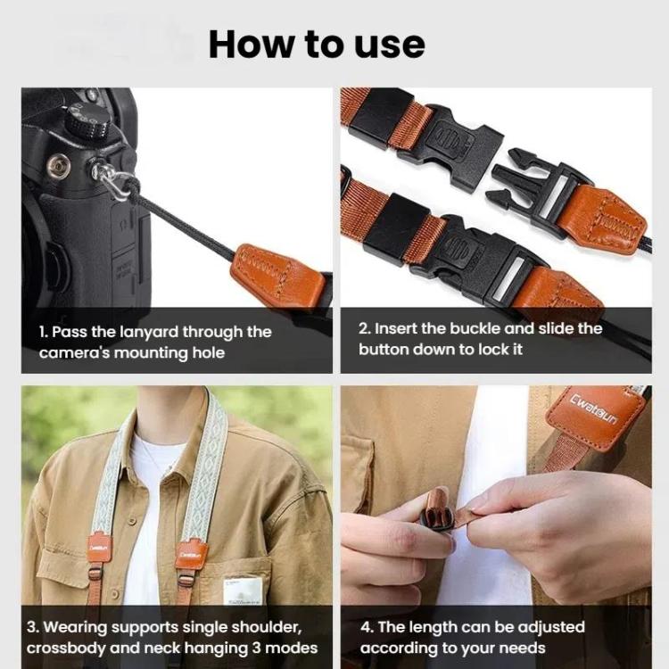 Cwatcun D193 Universal Camera Shoulder Strap Double Locking Portable Camera Accessories