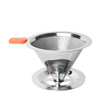 V60 Stainless Steel Coffee Filter with Base for Pour Over Brewing, Spec: 1-2 Cups 300-mesh - free shipping - PMC TechLife - Order now!