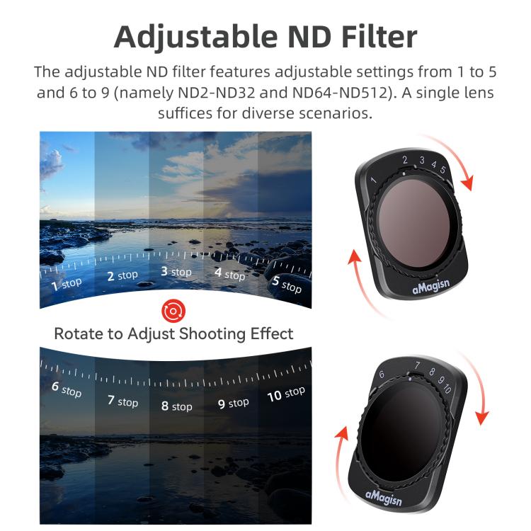 For DJI Osmo Pocket 3 aMagisn Adjustable Magnetic Filter Camera Lens Filters ND4/16/64/256