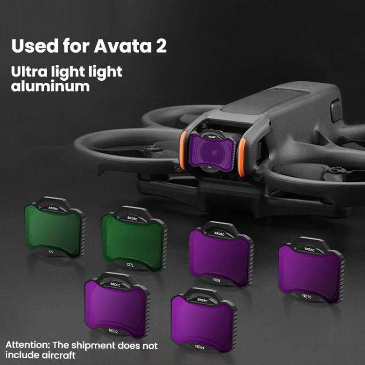 For DJI Avata 2 BRDRC Aluminum Frame Filter Accessories, Specification: ND8+ND16+ND32+ND64