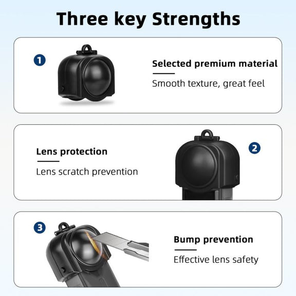For Insta360 X5 Camera Flymile Lens Protective Cover Dustproof & Scratch-Resistant Anti-Fall Protector Cap(Black)