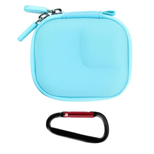 Flymile PU Mini Camera Case with Carabiner For Caged DJI Action 3/4/5 Pro/Insta360 Ace Pro 2/1/GoPro(Blue)