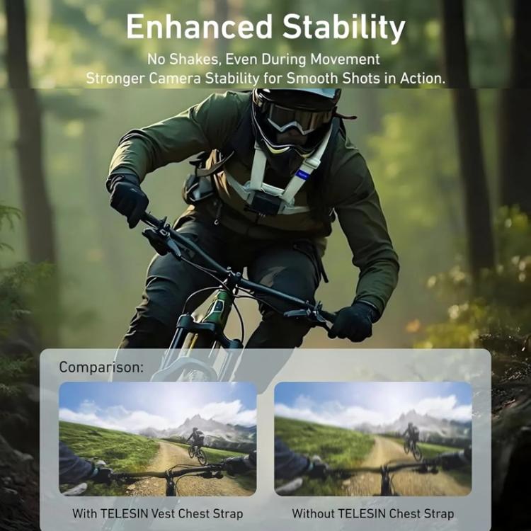 TELESIN S2-CGP-01GY Universal Action Camera Chest Belt Bracket Quick Release Chest Strap Mount(Gray)