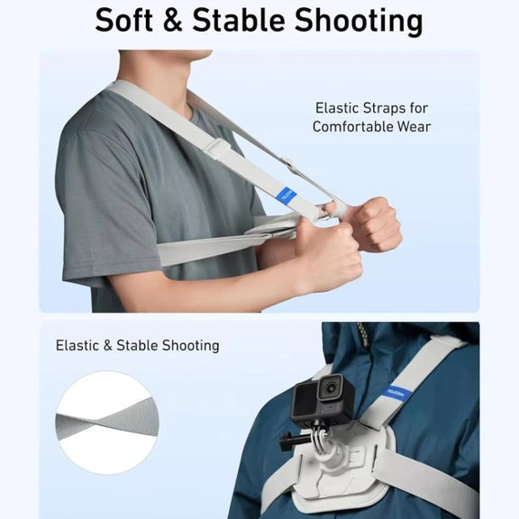 TELESIN S2-CGP-01GY Universal Action Camera Chest Belt Bracket Quick Release Chest Strap Mount(Gray)