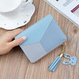 Short Leather Women Zipper Purse Panelled Wallets Trendy Coin Purse(Blue) - Wallets by PMC TechLife | Online Shopping South Africa | PMC TechLife