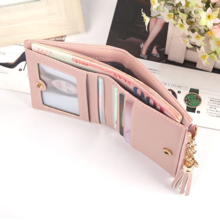 Lady Short Cross-Streaked Suzip Wallet(Pink)