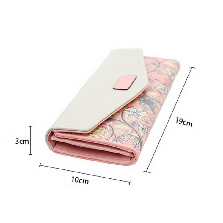 Long Leather Floral Pattern Wallets Coin Purses Money Bag for Women(Green)