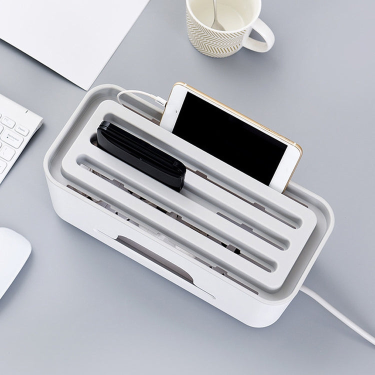 Multifunctional Desktop Power Cord Row and Cable Management Box(White)