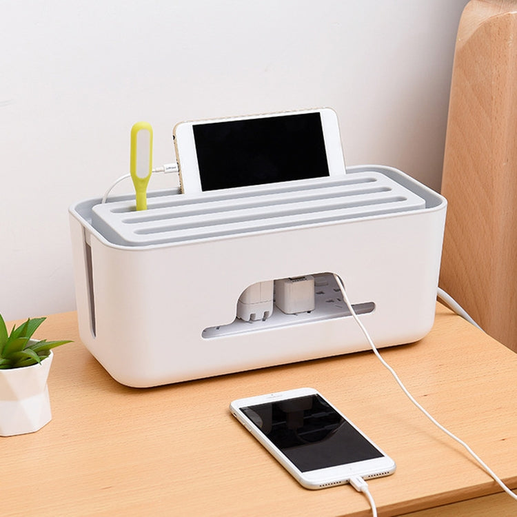 Multifunctional Desktop Power Cord Row and Cable Management Box(White)