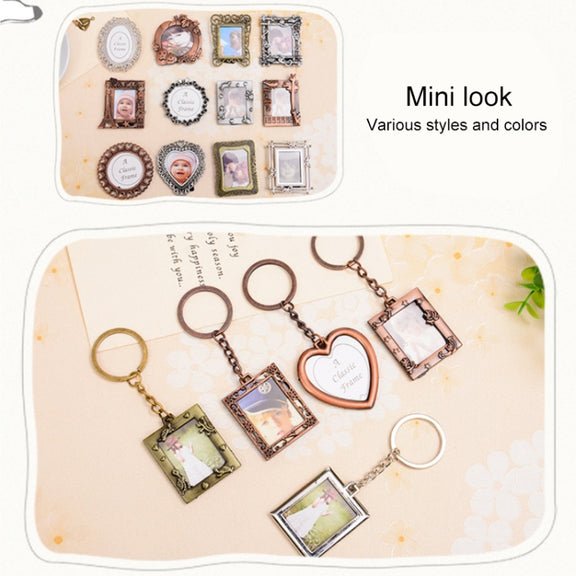 2 PCS Creative Metal Vintage Photo Frame(Square Keychain)