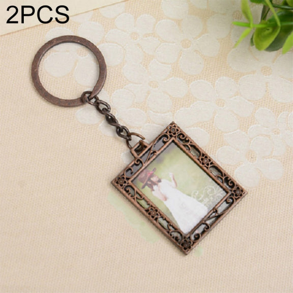 2 PCS Creative Metal Vintage Photo Frame(Square Keychain)