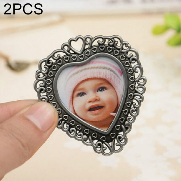 2 PCS Creative Metal Vintage Photo Frame(Lace Heart)