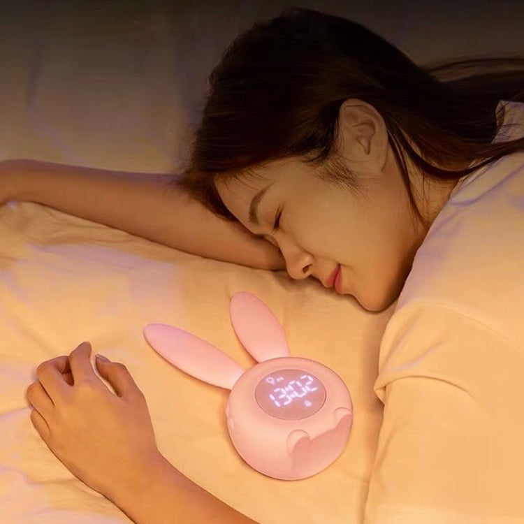 Cute Rabbit Silicone Induction Small Alarm Clock(Pink)