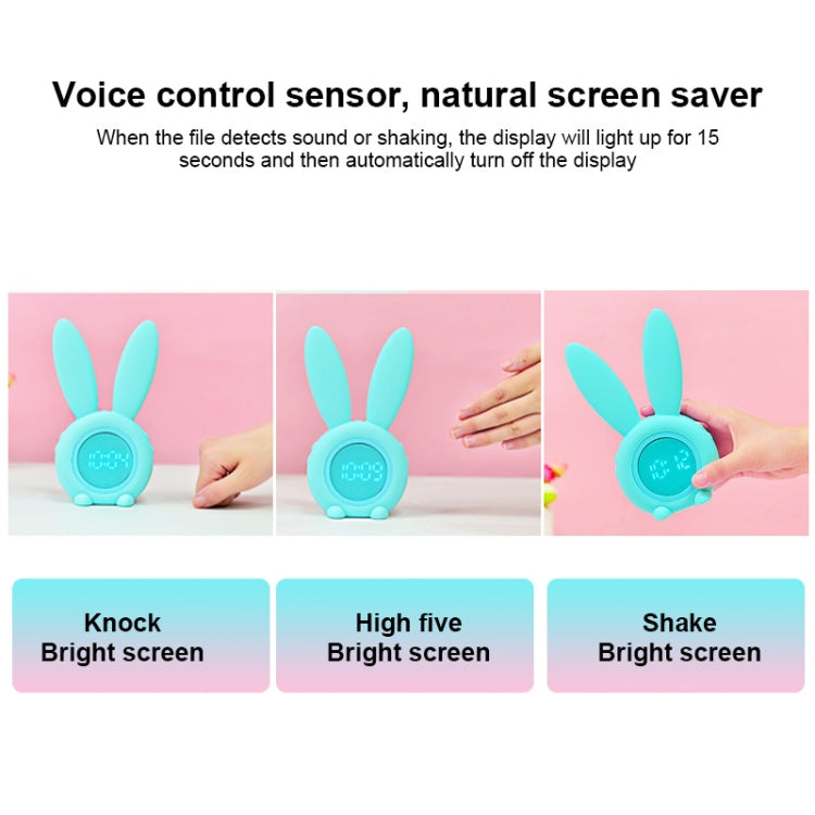 Cute Rabbit Silicone Induction Small Alarm Clock(Pink)