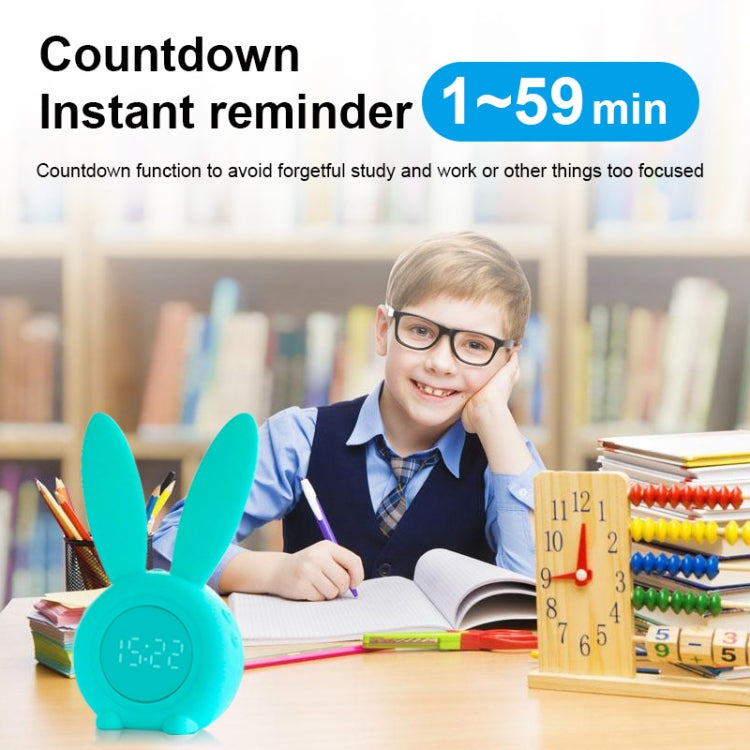 Cute Rabbit Silicone Induction Small Alarm Clock(Pink)