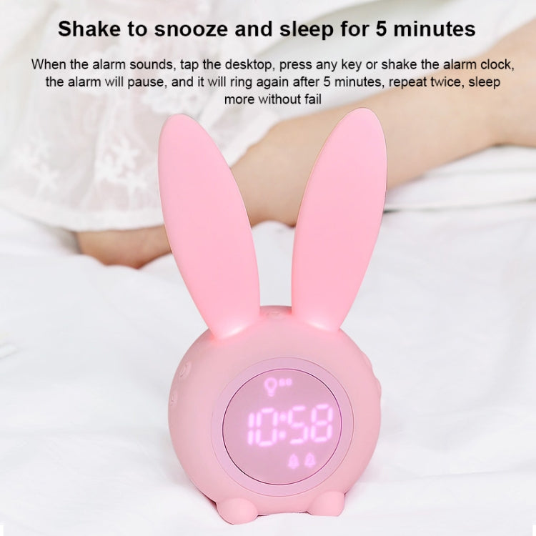 Cute Rabbit Silicone Induction Small Alarm Clock(Pink)