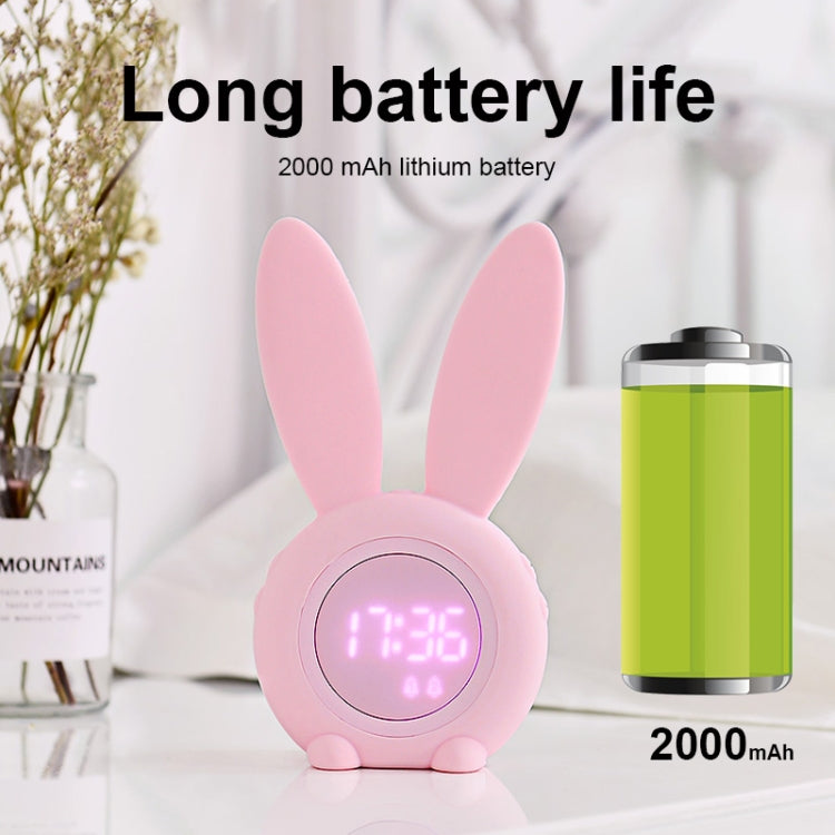 Cute Rabbit Silicone Induction Small Alarm Clock(Pink)