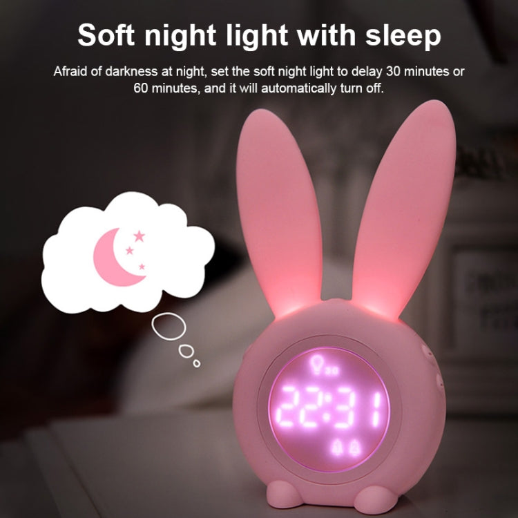 Cute Rabbit Silicone Induction Small Alarm Clock(Pink)