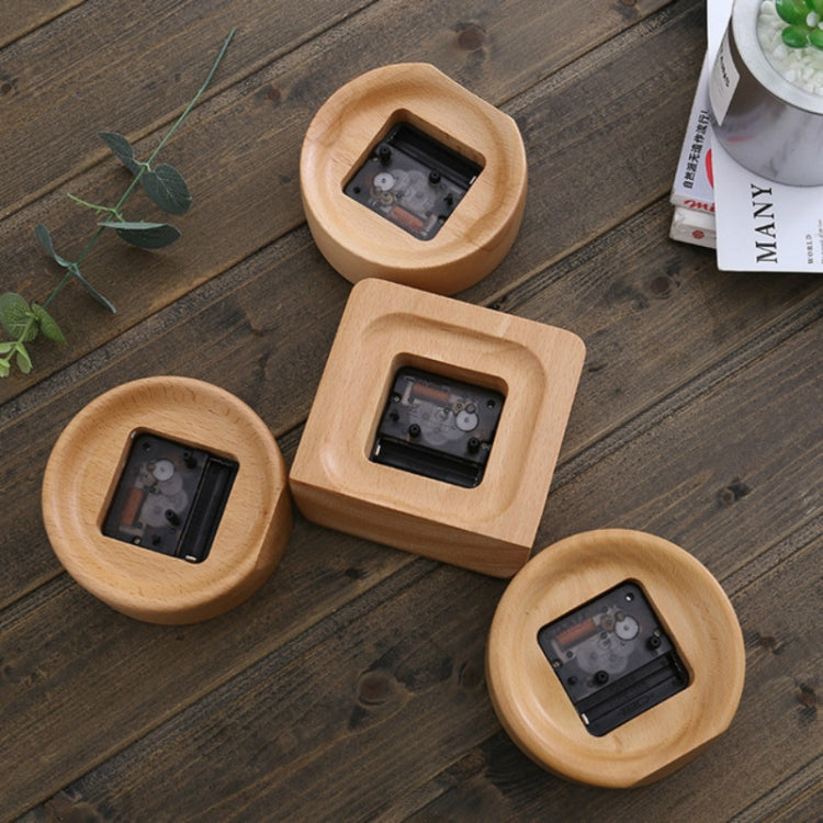 Simple Home Study Solid Wood Decorative Bedside Beech Alarm Clock(Round Borderless Numbers)