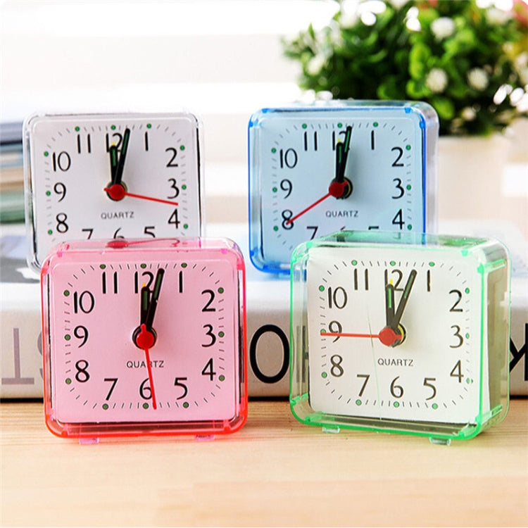 Square Alarm Clock Transparent Case Compact Digital Mini Bedroom Bedside Office Electronic Clock(Green)