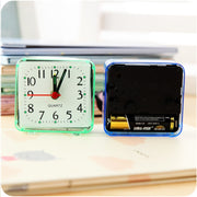 Square Alarm Clock Transparent Case Compact Digital Mini Bedroom Bedside Office Electronic Clock(Green)