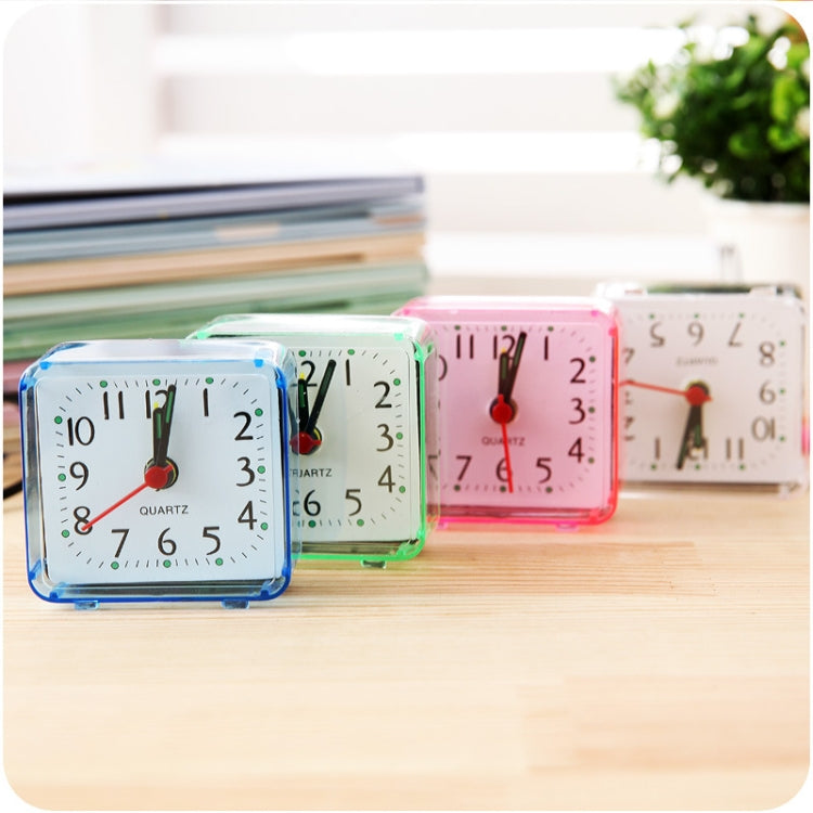 Square Alarm Clock Transparent Case Compact Digital Mini Bedroom Bedside Office Electronic Clock(Green)