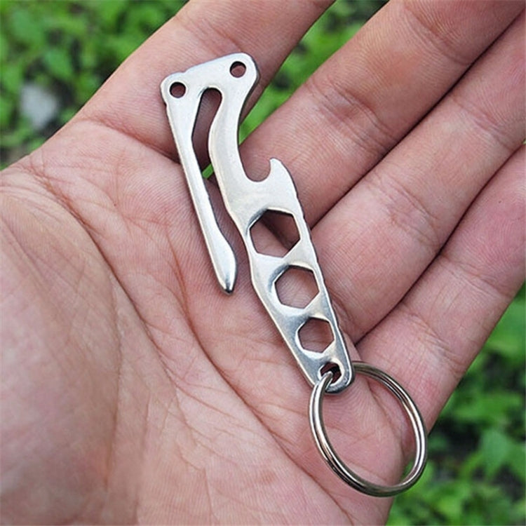 Multi-function Bottle Opener Keychain Outdoor Pocket Tool Pry Bar Hex Key Wrench