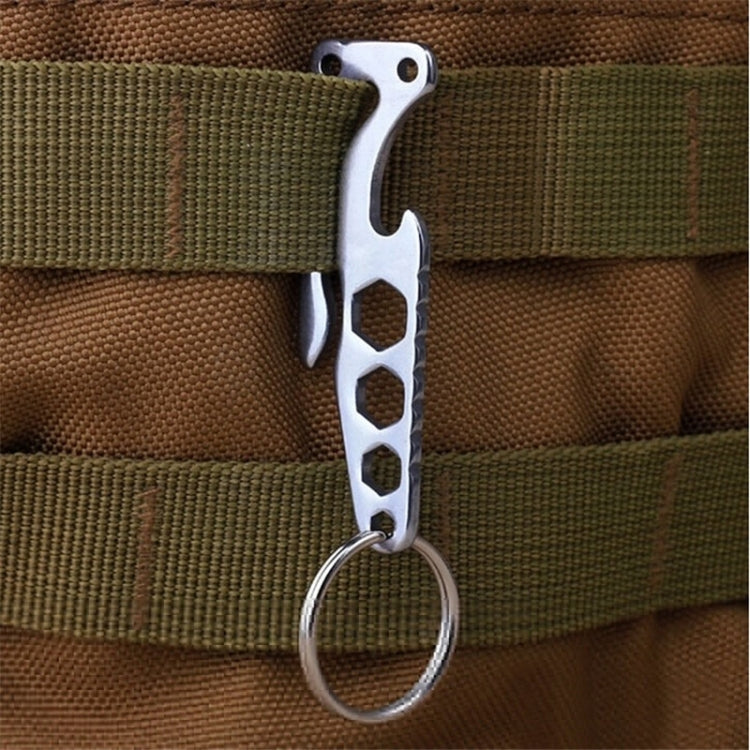Multi-function Bottle Opener Keychain Outdoor Pocket Tool Pry Bar Hex Key Wrench