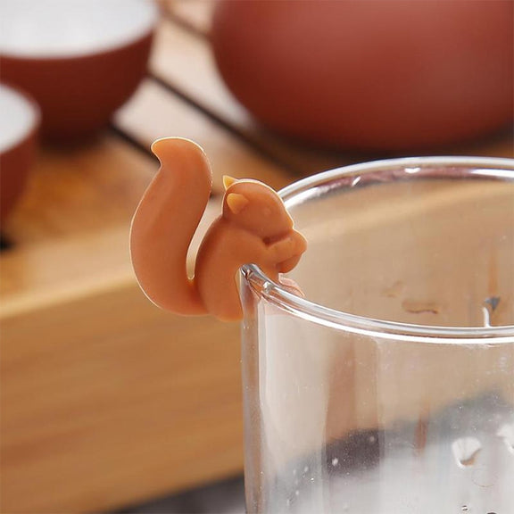 10 PCS Silicone Squirrel Tea Bag Multi-function Wine Glass Cup Recognizer(Coffee)