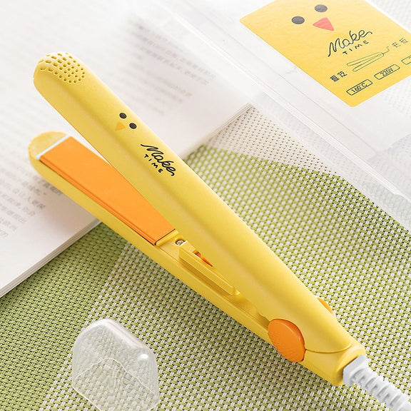 Mini Professional Hair Tools Smoothing Corrugated Travel Straightening Irons(Yellow Chick)