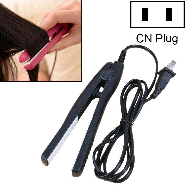 Mini Hair Straightener Ceramic Tourmaline Plates Curler(Black)