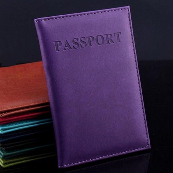 Artificial Leather Travel Passport Cover(rose red)